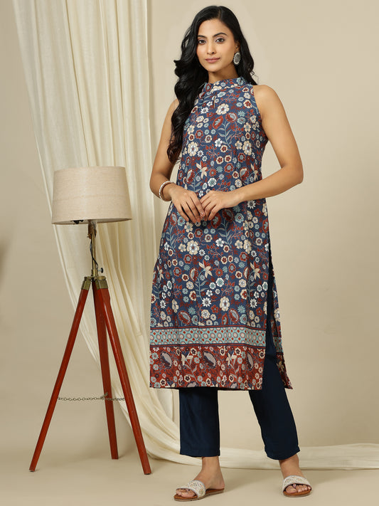 Women Floral Printed Regular Kurta with Trousers