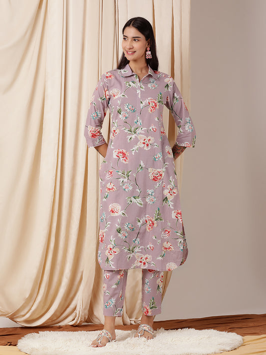 Floral Printed Tunic With Trousers Co-Ords