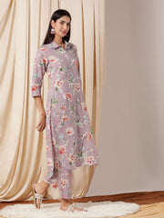 Floral Printed Tunic With Trousers Co-Ords