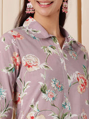 Floral Printed Tunic With Trousers Co-Ords