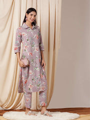 Floral Printed Tunic With Trousers Co-Ords