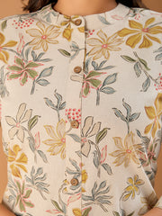 Women Floral Printed Button Detailed A-Line Kurta
