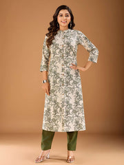 Women Floral Printed Button Detailed A-Line Kurta