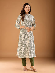 Women Floral Printed Button Detailed A-Line Kurta