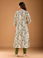 Women Floral Printed Button Detailed A-Line Kurta