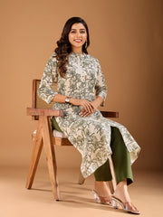 Women Floral Printed Button Detailed A-Line Kurta