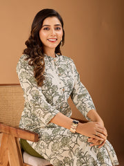 Women Floral Printed Button Detailed A-Line Kurta