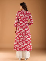 Women Floral Printed Button Detailed A-Line Kurta
