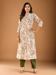 Women Floral Printed Button Detailed A-Line Kurta