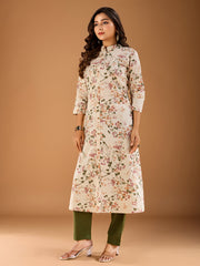 Women Floral Printed Button Detailed A-Line Kurta