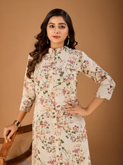 Women Floral Printed Button Detailed A-Line Kurta