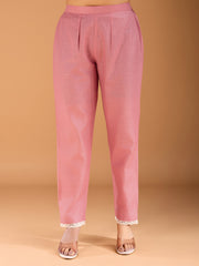 Floral Yoke Design Panelled Thread Work A-Line Kurta With Trousers