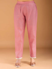 Floral Yoke Design Panelled Thread Work A-Line Kurta With Trousers