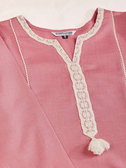 Floral Yoke Design Panelled Thread Work A-Line Kurta With Trousers
