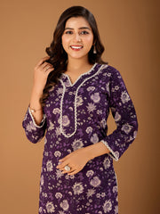 Women Floral Printed Gotta Patti Floral Kurta