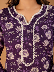 Women Floral Printed Gotta Patti Floral Kurta