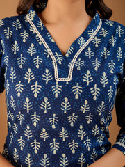 Ethnic Motifs Printed V-Neck Cotton Straight Kurta