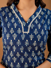 Ethnic Motifs Printed V-Neck Cotton Straight Kurta