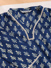 Ethnic Motifs Printed V-Neck Cotton Straight Kurta