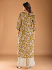 Women Floral Printed Gotta Patti Floral Kurta