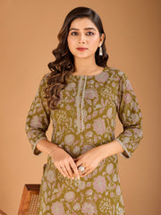 Women Floral Printed Gotta Patti Floral Kurta
