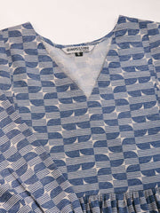 Geometric Printed V-Neck A-Line Kurta