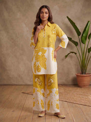 Floral Linen Printed Tunic with Palazzos