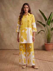 Floral Linen Printed Tunic with Palazzos