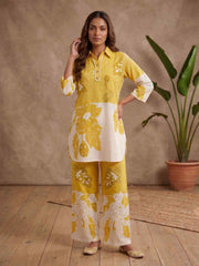 Floral Linen Printed Tunic with Palazzos