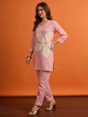Floral Linen Printed Top with Trousers