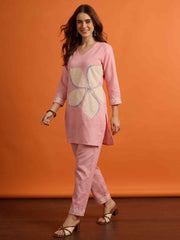 Floral Linen Printed Top with Trousers