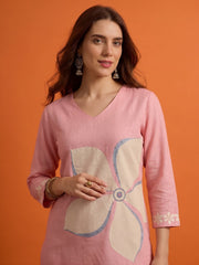 Floral Linen Printed Top with Trousers