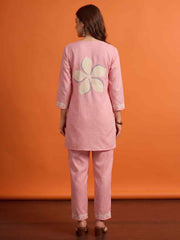 Floral Linen Printed Top with Trousers