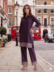 Embroidered Top with Palazzos