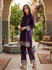 Embroidered Top with Palazzos