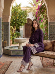 Embroidered Top with Palazzos