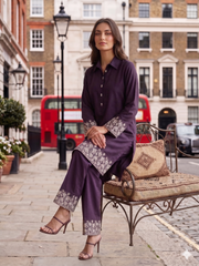 Embroidered Top with Palazzos