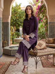 Embroidered Top with Palazzos