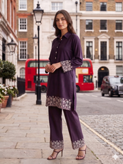 Embroidered Top with Palazzos