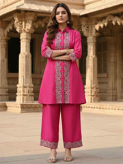 Embroidered Top With Palazzos Co-Ords