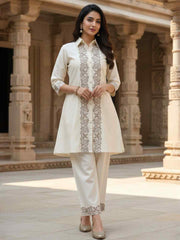 Embroidered Top With Palazzos Co-Ords