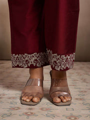 Embroidered Shirt Collar A-Line Top & Trousers Co-Ords