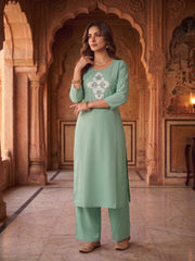 Women Ethnic Motifs Embroidered Regular Thread Work Kurta with Palazzos