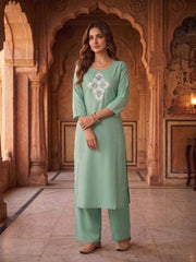 Women Ethnic Motifs Embroidered Regular Thread Work Kurta with Palazzos