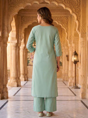 Women Ethnic Motifs Embroidered Regular Thread Work Kurta with Palazzos