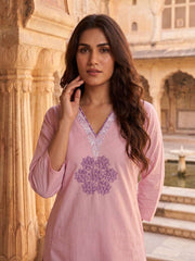 Women Ethnic Motifs Embroidered Regular Thread Work Kurta with Palazzos