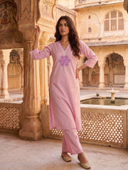 Women Ethnic Motifs Embroidered Regular Thread Work Kurta with Palazzos