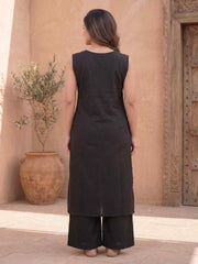 Women Floral Embroidered Regular Thread Work Kurta with Palazzos