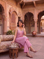 Women Ethnic Motifs Embroidered Regular Thread Work Kurta with Trousers