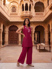 Floral Embroidered Tunic with Palazzos